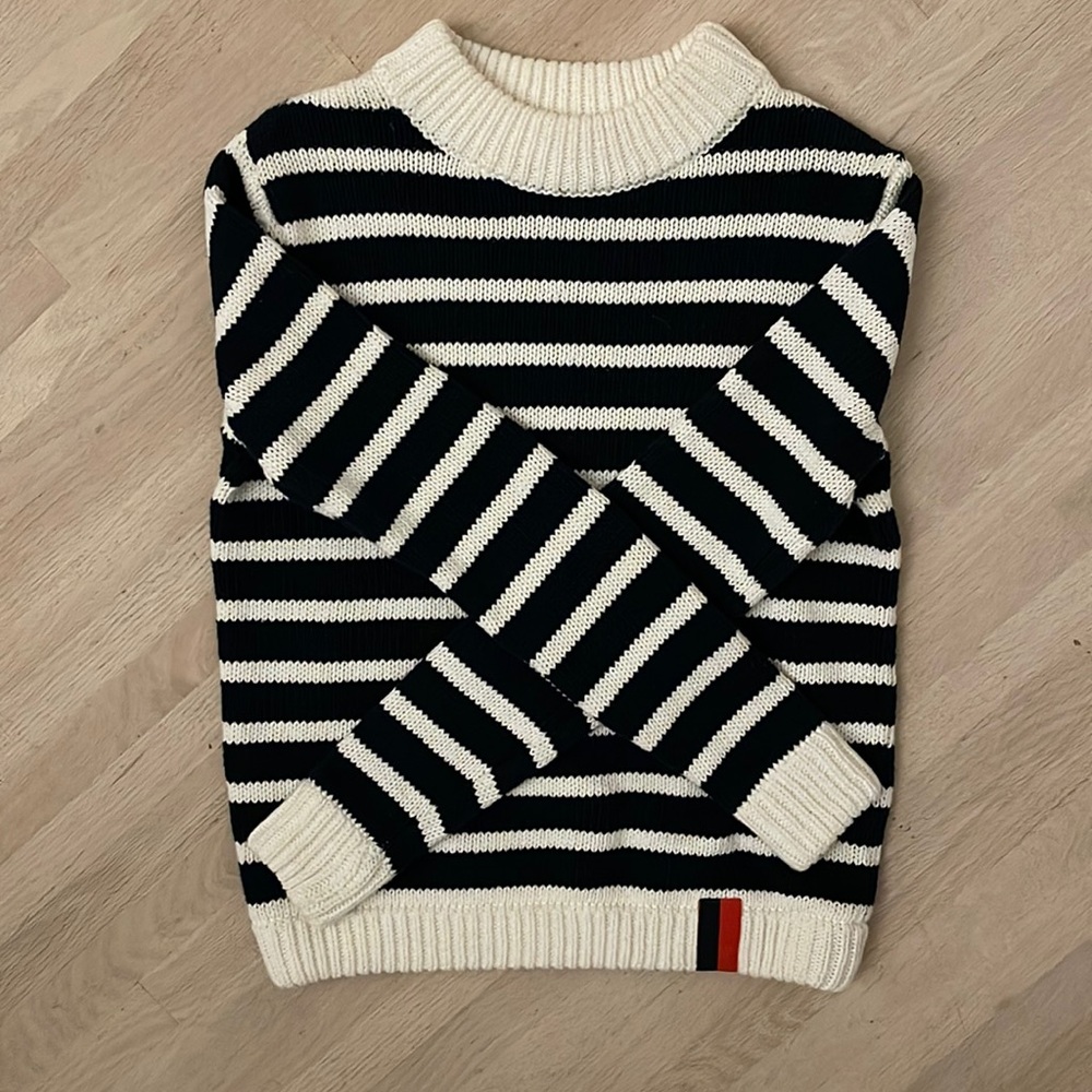 Kule navy and ivory cotton stripe sweater